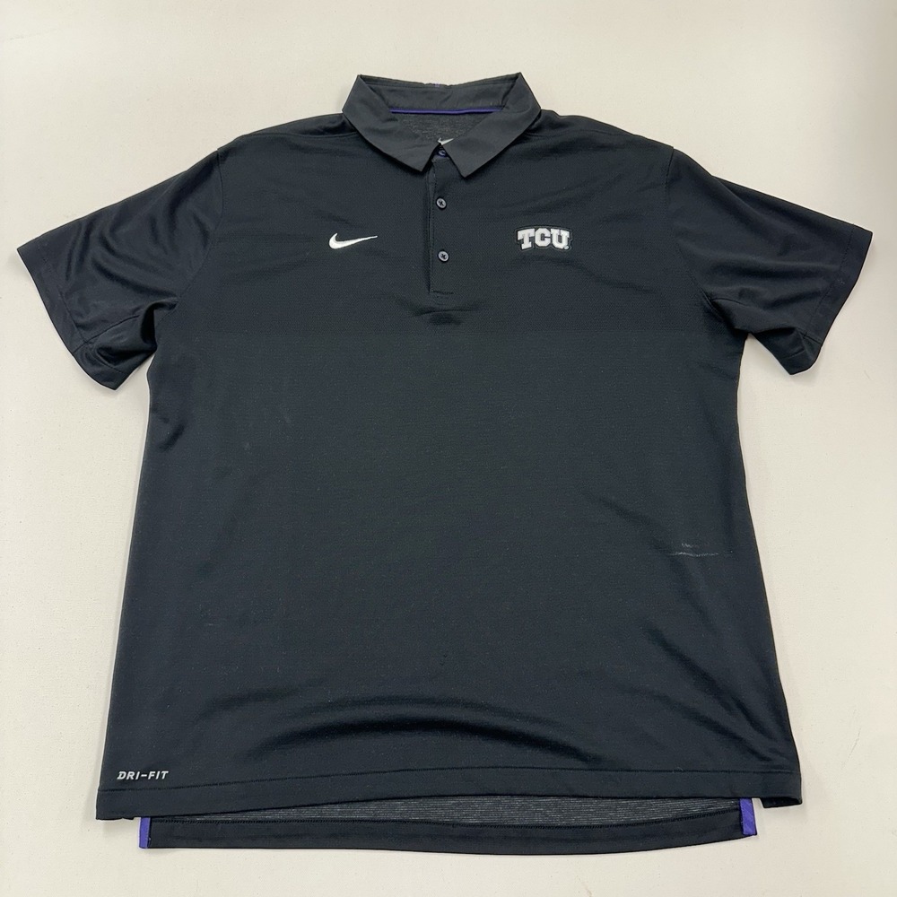 TCU Horned Frogs Nike Golf Mens XL Summer Comfort Polo Shirt Black Football